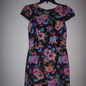 Betsey Johnson Floral Dress - Black, Pink, Blue, Green
